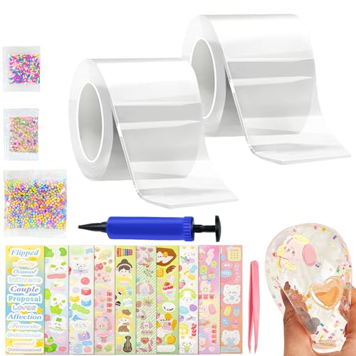27 Stück Bubble Tape Set, Nano Tape Bubbles Set, Elastische Blase Ballons für Stressabbau und Spaß, Seifenblasen DIY Bastelset von MOVYEE