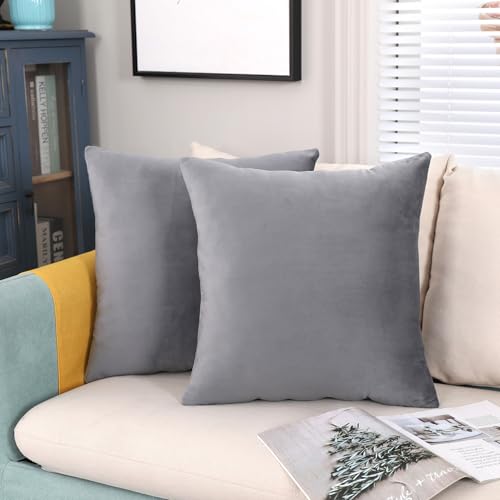 MOWEN Einfarbiger Samt-Kissenbezug mit Unsichtbarem Reißverschluss, Quadratisch, Sofa, Schlafzimmer, 2-Teiliges Set von MOWEN