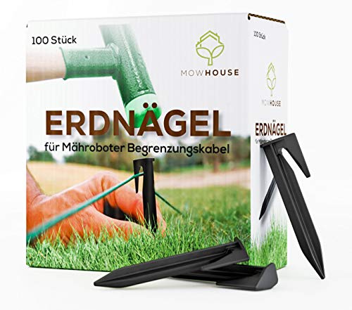 MOWHOUSE 100 x Mähroboter Haken Nägel Set - 8,5 cm Heringe Erdnägel als Rasenroboter Begrenzungskabel Zubehör von MOWHOUSE