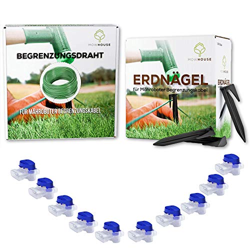 MOWHOUSE Mähroboter Installation Kit L - 300 m Begrenzungsdraht - 400 Erdnägel - 10 Kabelverbinder MOWHOUSE Mähroboter Installation Kit L - 300 m Begrenzungsdraht - 400 Erdnägel - 10 Kabelverbinder von MOWHOUSE