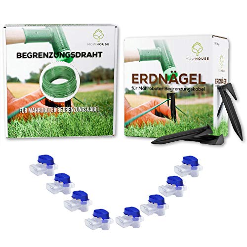 MOWHOUSE Mähroboter Installation Kit M - 150 m Begrenzungskabel - 200 Erdnägel - 10 Kabelverbinder von MOWHOUSE
