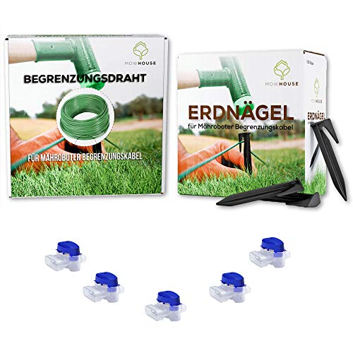 MOWHOUSE Mähroboter Reparatur Set Installation Kit S - 50 m Begrenzungsdraht - 100 Erdnägel - 5 Kabelverbinder MOWHOUSE Mähroboter Reparatur Set Installation Kit S - 50 m Begrenzungsdraht - 100 Erdnägel - 5 Kabelverbinder von MOWHOUSE