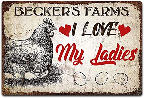 Personalisierte Bauernhofschilder "I Love My Ladies Chicken" Schilder, Wanddekoration, Hühnerstallzubehör, Hühnerbauernhaus, Metallschilder, lustige Hühner-Schilder für Heimdekoration Personalisierte Bauernhofschilder "I Love My Ladies Chicken" Schilder, Wanddekoration, Hühnerstallzubehör, Hühnerbauernhaus, Metallschilder, lustige Hühner-Schilder für Heimdekoration von MOWIPOWI