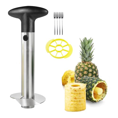 Ananas-Entkerner aus Edelstahl, 3 Teiliges Ananas Apfelschneider Kombi Set Ananasschneider Premium-Ananas-Entkerner, Werkzeug zum Entfernen von Ananaskernen aus Edelstahl für Zuhau von MOWUVAI
