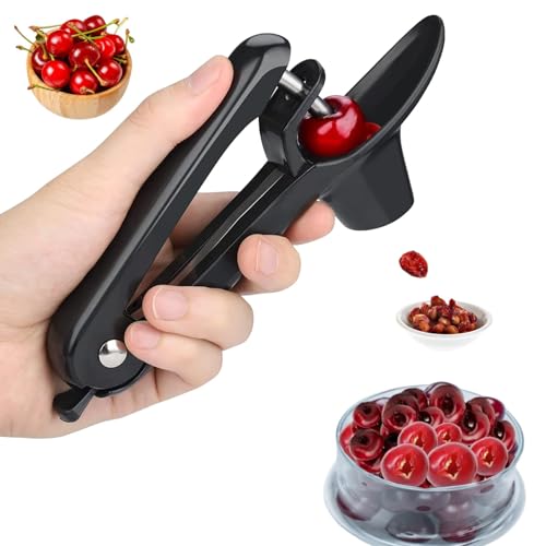 Kirschentkerner,Kirschkernentferner,Edelstahl Entkerner Kirschen,Kirschentsteiner Obstentkerner Cherry Corer Entferner,Hand Fruit Entkernen,Kirschenentkerner,für Obst,Kirsche Obstbeere (Schwarz) von MOWUVAI