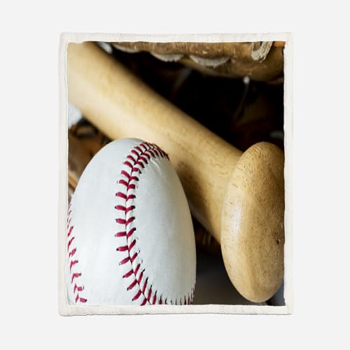 MOXINO 3D Baseball Sherpa Decke 150x200 cm Baseball Kuscheldecke Flauschig Microfiber Fleecedecke Weich und Warme Wohndecke Throw Blanket Sofadecke Couchdecke Tagesdecke（Muster 20-16） von MOXINO