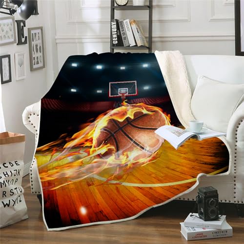MOXINO 3D Basketball Sherpa Decke 130x150 cm Basketball Kuscheldecke Flauschig Microfiber Fleecedecke Weich und Warme Wohndecke Throw Blanket Sofadecke Couchdecke Tagesdecke（Muster 20-6） von MOXINO