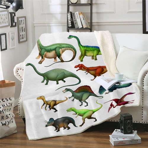 MOXINO 3D Dinosaurier Sherpa Decke 130x150 cm Dinosaurier Kuscheldecke Flauschig Microfiber Fleecedecke Weich und Warme Wohndecke Throw Blanket Sofadecke Couchdecke Tagesdecke（Muster 3-11） von MOXINO