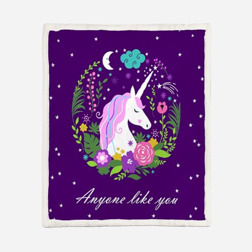 MOXINO 3D Einhorn Sherpa Decke 130x150 cm Sternenhimmel Kuscheldecke Flauschig Microfiber Fleecedecke Weich und Warme Wohndecke Throw Blanket Sofadecke Couchdecke Tagesdecke（Muster 5-3） von MOXINO