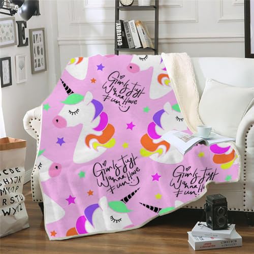 MOXINO 3D Einhorn Sherpa Decke 150x200 cm Sternenhimmel Kuscheldecke Flauschig Microfiber Fleecedecke Weich und Warme Wohndecke Throw Blanket Sofadecke Couchdecke Tagesdecke（Muster 5-8） von MOXINO