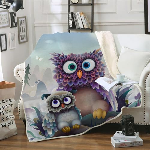 MOXINO 3D Eule Sherpa Decke 150x200 cm Eule Kuscheldecke Flauschig Microfiber Fleecedecke Weich und Warme Wohndecke Throw Blanket Sofadecke Couchdecke Tagesdecke（Muster 21-20） von MOXINO