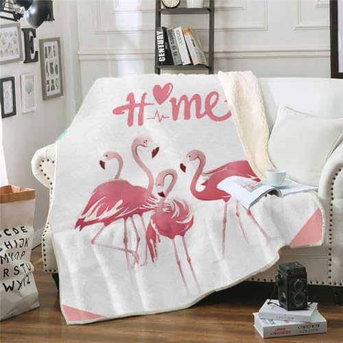 MOXINO 3D Flamingo Sherpa Decke 150x200 cm Flamingo Kuscheldecke Flauschig Microfiber Fleecedecke Weich und Warme Wohndecke Throw Blanket Sofadecke Couchdecke Tagesdecke（Muster 12-5） von MOXINO