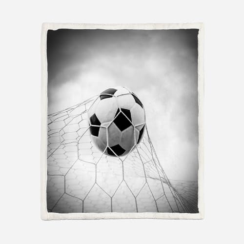 MOXINO 3D Fußball Sherpa Decke 150x200 cm Fußball Kuscheldecke Flauschig Microfiber Fleecedecke Weich und Warme Wohndecke Throw Blanket Sofadecke Couchdecke Tagesdecke（Muster 20-12） von MOXINO