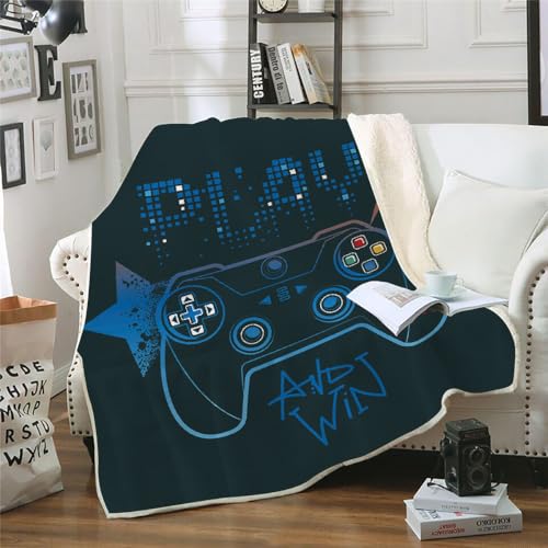 MOXINO 3D Gamer Sherpa Decke 130x150 cm Gamepad Kuscheldecke Flauschig Microfiber Fleecedecke Weich und Warme Wohndecke Throw Blanket Sofadecke Couchdecke Tagesdecke（Muster 17-17） von MOXINO