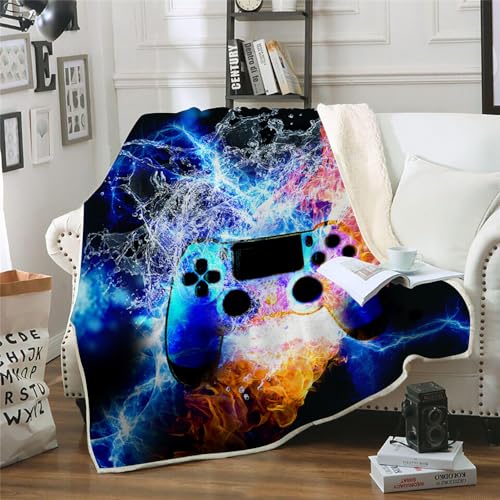 MOXINO 3D Gamer Sherpa Decke 150x200 cm Gamepad Kuscheldecke Flauschig Microfiber Fleecedecke Weich und Warme Wohndecke Throw Blanket Sofadecke Couchdecke Tagesdecke（Muster 11-14） von MOXINO