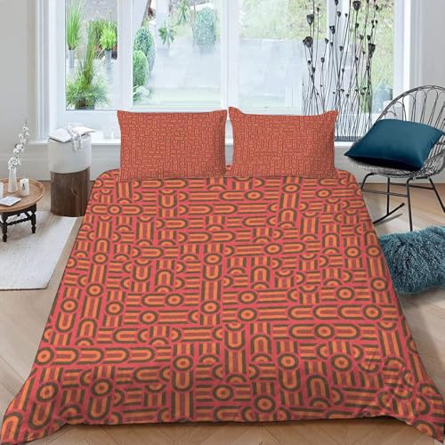 MOXINO 3D Geometrie Bettwäsche 135x200 cm 2teilig Boho Bettwäsche für Kinder Leicht Mikrofaser Bettbezug Sommer Weiche Bettbezüge mit Kissenbezüge 50x75（Muster 140-4） von MOXINO