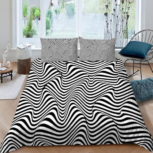 MOXINO 3D Geometrie Bettwäsche 135x200 cm 2teilig Geometrie Bettwäsche für Kinder Leicht Mikrofaser Bettbezug Sommer Weiche Bettbezüge mit Kissenbezüge 50x75（Muster 140-2） von MOXINO