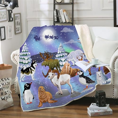 MOXINO 3D Hirsch Sherpa Decke 150x200 cm Weihnachten Kuscheldecke Flauschig Microfiber Fleecedecke Weich und Warme Wohndecke Throw Blanket Sofadecke Couchdecke Tagesdecke（Muster 8-12） von MOXINO