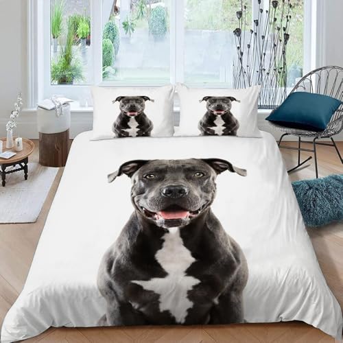 MOXINO 3D Hund Bettwäsche 135x200 cm 4teilig Hund Bettwäsche für Kinder Leicht Mikrofaser Bettbezug Sommer Weiche Bettbezüge mit 2 Kissenbezüge 50x75（Muster 132-5） von MOXINO