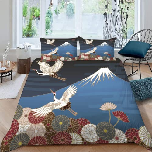 MOXINO 3D Japanischer Stil Bettwäsche 220x240 cm 3teilig Vintage Japan Bettbezüge für Erwachsene Jungen Mädchen Mikrofaser Bettbezug Sommer Warm Sommer Weiche Bettwaren mit 2 Kissenbezüge 80x80 von MOXINO