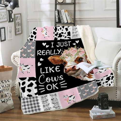 MOXINO 3D Kuh Sherpa Decke 130x150 cm Blumen Kuscheldecke Flauschig Microfiber Fleecedecke Weich und Warme Wohndecke Throw Blanket Sofadecke Couchdecke Tagesdecke（Muster 14-13） von MOXINO