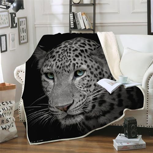 MOXINO 3D Leopard Sherpa Decke 130x150 cm Leopard Kuscheldecke Flauschig Microfiber Fleecedecke Weich und Warme Wohndecke Throw Blanket Sofadecke Couchdecke Tagesdecke（Muster 13-20） von MOXINO