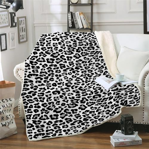 MOXINO 3D Leopard Sherpa Decke 130x150 cm Leopard Kuscheldecke Flauschig Microfiber Fleecedecke Weich und Warme Wohndecke Throw Blanket Sofadecke Couchdecke Tagesdecke（Muster 14-8） von MOXINO