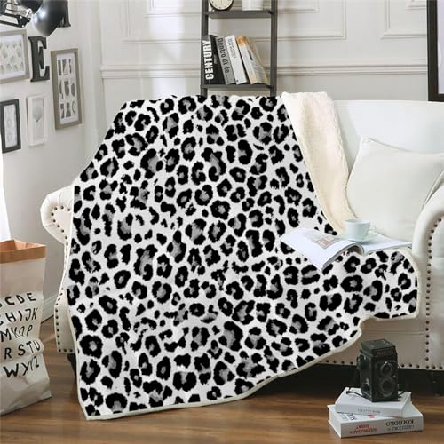 MOXINO 3D Leopard Sherpa Decke 130x150 cm Leopard Kuscheldecke Flauschig Microfiber Fleecedecke Weich und Warme Wohndecke Throw Blanket Sofadecke Couchdecke Tagesdecke（Muster 16-9） von MOXINO