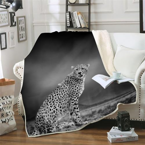 MOXINO 3D Leopard Sherpa Decke 130x150 cm Leopard Kuscheldecke Flauschig Microfiber Fleecedecke Weich und Warme Wohndecke Throw Blanket Sofadecke Couchdecke Tagesdecke（Muster 5-7） von MOXINO