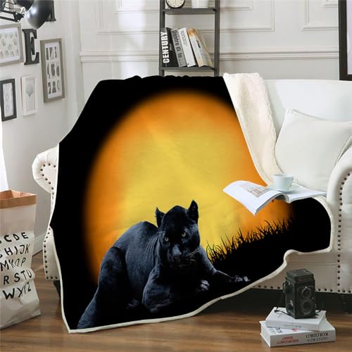 MOXINO 3D Leopard Sherpa Decke 150x200 cm Leopard Kuscheldecke Flauschig Microfiber Fleecedecke Weich und Warme Wohndecke Throw Blanket Sofadecke Couchdecke Tagesdecke（Muster 12-15） von MOXINO