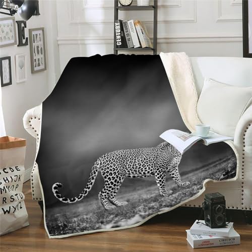 MOXINO 3D Leopard Sherpa Decke 150x200 cm Leopard Kuscheldecke Flauschig Microfiber Fleecedecke Weich und Warme Wohndecke Throw Blanket Sofadecke Couchdecke Tagesdecke（Muster 5-8） von MOXINO