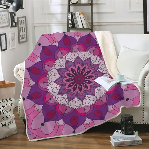 MOXINO 3D Mandala Sherpa Decke 130x150 cm Boho Kuscheldecke Flauschig Microfiber Fleecedecke Weich und Warme Wohndecke Throw Blanket Sofadecke Couchdecke Tagesdecke（Muster 12-20） von MOXINO