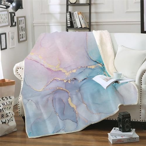 MOXINO 3D Marmor Sherpa Decke 130x150 cm Marmor Kuscheldecke Flauschig Microfiber Fleecedecke Weich und Warme Wohndecke Throw Blanket Sofadecke Couchdecke Tagesdecke（Muster 9-17） von MOXINO