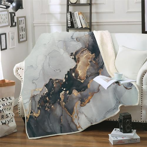 MOXINO 3D Marmor Sherpa Decke 150x200 cm Marmor Kuscheldecke Flauschig Microfiber Fleecedecke Weich und Warme Wohndecke Throw Blanket Sofadecke Couchdecke Tagesdecke（Muster 13-5） von MOXINO