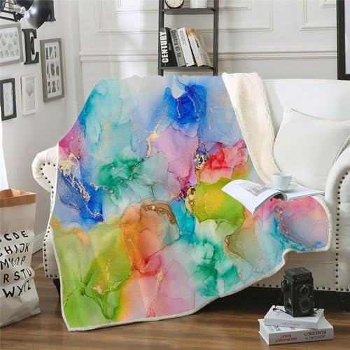 MOXINO 3D Marmor Sherpa Decke 150x200 cm Marmor Kuscheldecke Flauschig Microfiber Fleecedecke Weich und Warme Wohndecke Throw Blanket Sofadecke Couchdecke Tagesdecke（Muster 6-5） von MOXINO