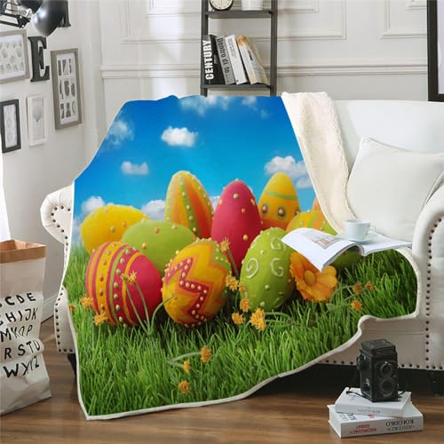 MOXINO 3D Ostern Sherpa Decke 130x150 cm Blumen Kuscheldecke Flauschig Microfiber Fleecedecke Weich und Warme Wohndecke Throw Blanket Sofadecke Couchdecke Tagesdecke（Muster 2-2） von MOXINO