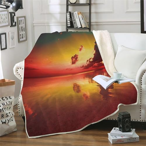MOXINO 3D Ozean Sherpa Decke 130x150 cm Himmel Kuscheldecke Flauschig Microfiber Fleecedecke Weich und Warme Wohndecke Throw Blanket Sofadecke Couchdecke Tagesdecke（Muster 9-9） von MOXINO