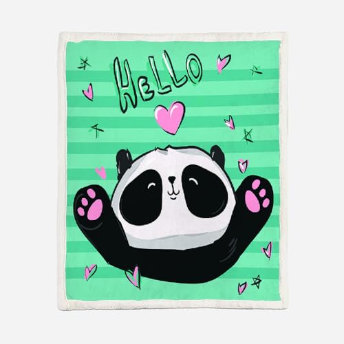 MOXINO 3D Panda Sherpa Decke 130x150 cm Cartoon Panda Kuscheldecke Flauschig Microfiber Fleecedecke Weich und Warme Wohndecke Throw Blanket Sofadecke Couchdecke Tagesdecke（Muster 14-3） von MOXINO