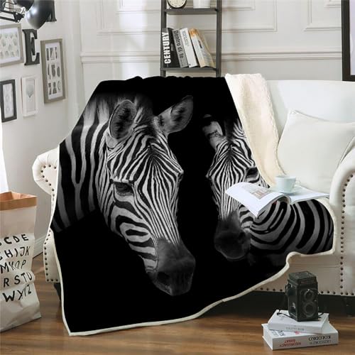 MOXINO 3D Pferd Sherpa Decke 130x150 cm Zebra Kuscheldecke Flauschig Microfiber Fleecedecke Weich und Warme Wohndecke Throw Blanket Sofadecke Couchdecke Tagesdecke（Muster 3-17） von MOXINO