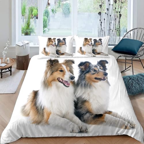 MOXINO 3D Schäferhund Bettwäsche 135x200 cm 2teilig Schäferhund Bettwäsche für Kinder Leicht Mikrofaser Bettbezug Sommer Weiche Bettbezüge mit Kissenbezüge 50x75（Muster 133-4） von MOXINO