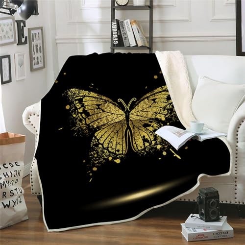 MOXINO 3D Schmetterling Sherpa Decke 130x150 cm Schmetterling Kuscheldecke Flauschig Microfiber Fleecedecke Weich und Warme Wohndecke Throw Blanket Sofadecke Couchdecke Tagesdecke（Muster 3-6） von MOXINO