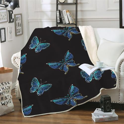 MOXINO 3D Schmetterling Sherpa Decke 150x200 cm Schmetterling Kuscheldecke Flauschig Microfiber Fleecedecke Weich und Warme Wohndecke Throw Blanket Sofadecke Couchdecke Tagesdecke（Muster 1-7） von MOXINO