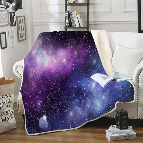 MOXINO 3D Sternenhimmel Sherpa Decke 150x200 cm Sternenhimmel Kuscheldecke Flauschig Microfiber Fleecedecke Weich und Warme Wohndecke Throw Blanket Sofadecke Couchdecke Tagesdecke（Muster 4-1） von MOXINO