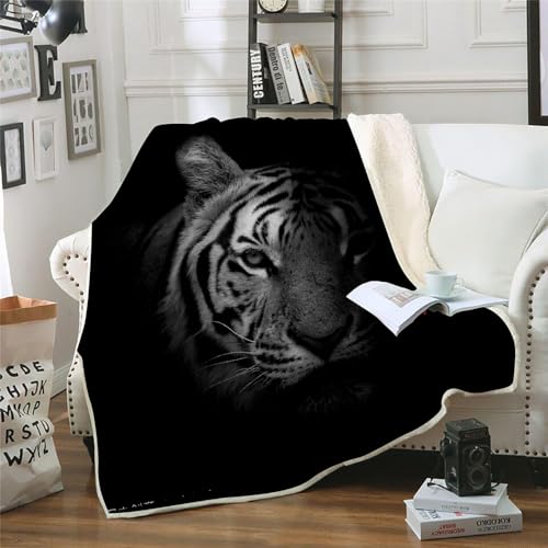 MOXINO 3D Tiger Sherpa Decke 130x150 cm Tiger Kuscheldecke Flauschig Microfiber Fleecedecke Weich und Warme Wohndecke Throw Blanket Sofadecke Couchdecke Tagesdecke（Muster 6-6） von MOXINO