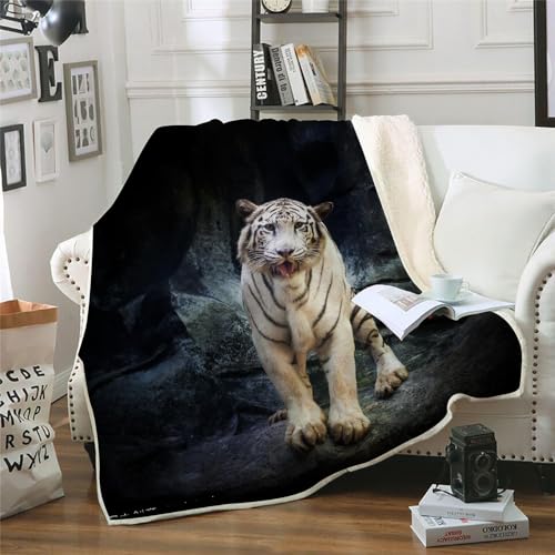 MOXINO 3D Tiger Sherpa Decke 130x150 cm Tiger Kuscheldecke Flauschig Microfiber Fleecedecke Weich und Warme Wohndecke Throw Blanket Sofadecke Couchdecke Tagesdecke（Muster 7-12） von MOXINO