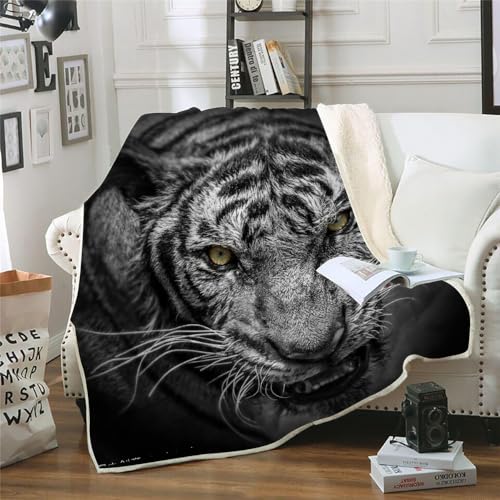 MOXINO 3D Tiger Sherpa Decke 130x150 cm Tiger Kuscheldecke Flauschig Microfiber Fleecedecke Weich und Warme Wohndecke Throw Blanket Sofadecke Couchdecke Tagesdecke（Muster 7-13） von MOXINO