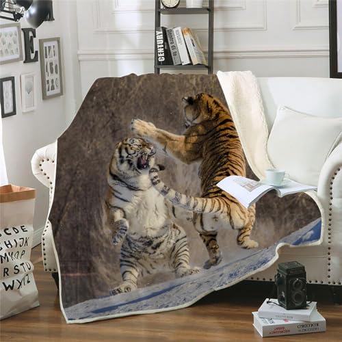 MOXINO 3D Tiger Sherpa Decke 130x150 cm Tiger Kuscheldecke Flauschig Microfiber Fleecedecke Weich und Warme Wohndecke Throw Blanket Sofadecke Couchdecke Tagesdecke（Muster 7-19） von MOXINO