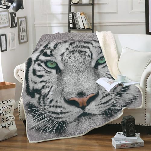 MOXINO 3D Tiger Sherpa Decke 130x150 cm Tiger Kuscheldecke Flauschig Microfiber Fleecedecke Weich und Warme Wohndecke Throw Blanket Sofadecke Couchdecke Tagesdecke（Muster 9-1） von MOXINO