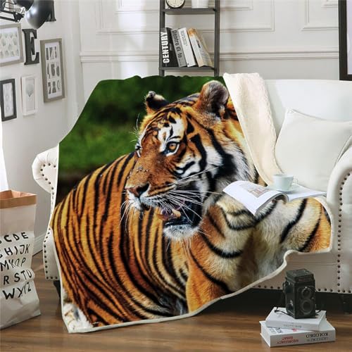 MOXINO 3D Tiger Sherpa Decke 150x200 cm Tiger Kuscheldecke Flauschig Microfiber Fleecedecke Weich und Warme Wohndecke Throw Blanket Sofadecke Couchdecke Tagesdecke（Muster 2-8） von MOXINO