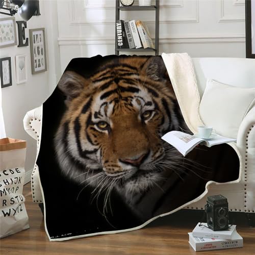 MOXINO 3D Tiger Sherpa Decke 150x200 cm Tiger Kuscheldecke Flauschig Microfiber Fleecedecke Weich und Warme Wohndecke Throw Blanket Sofadecke Couchdecke Tagesdecke（Muster 6-7） von MOXINO